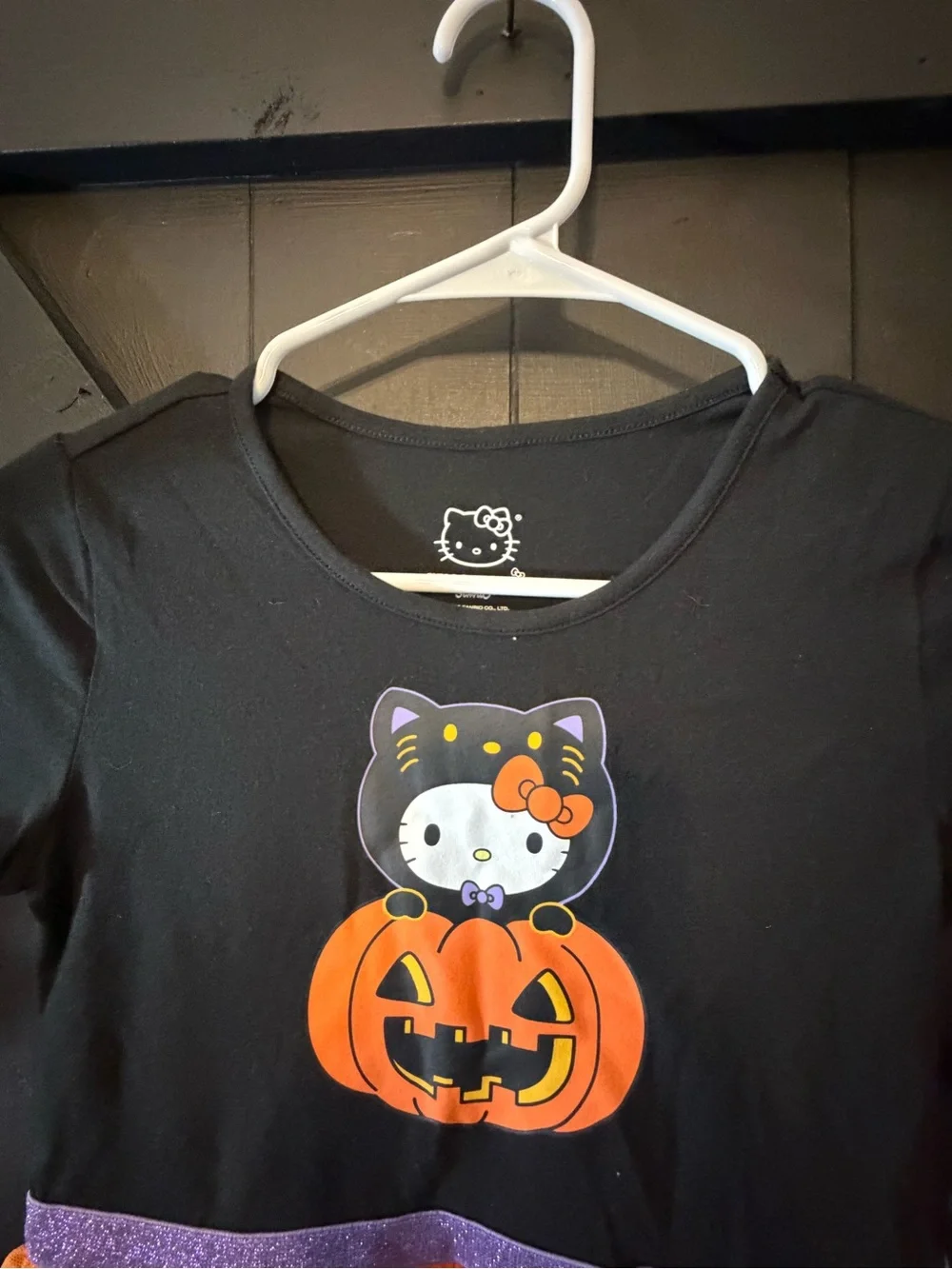 Hello Kitty Black Top with Orange Tulle Skirt and Purple Waistband